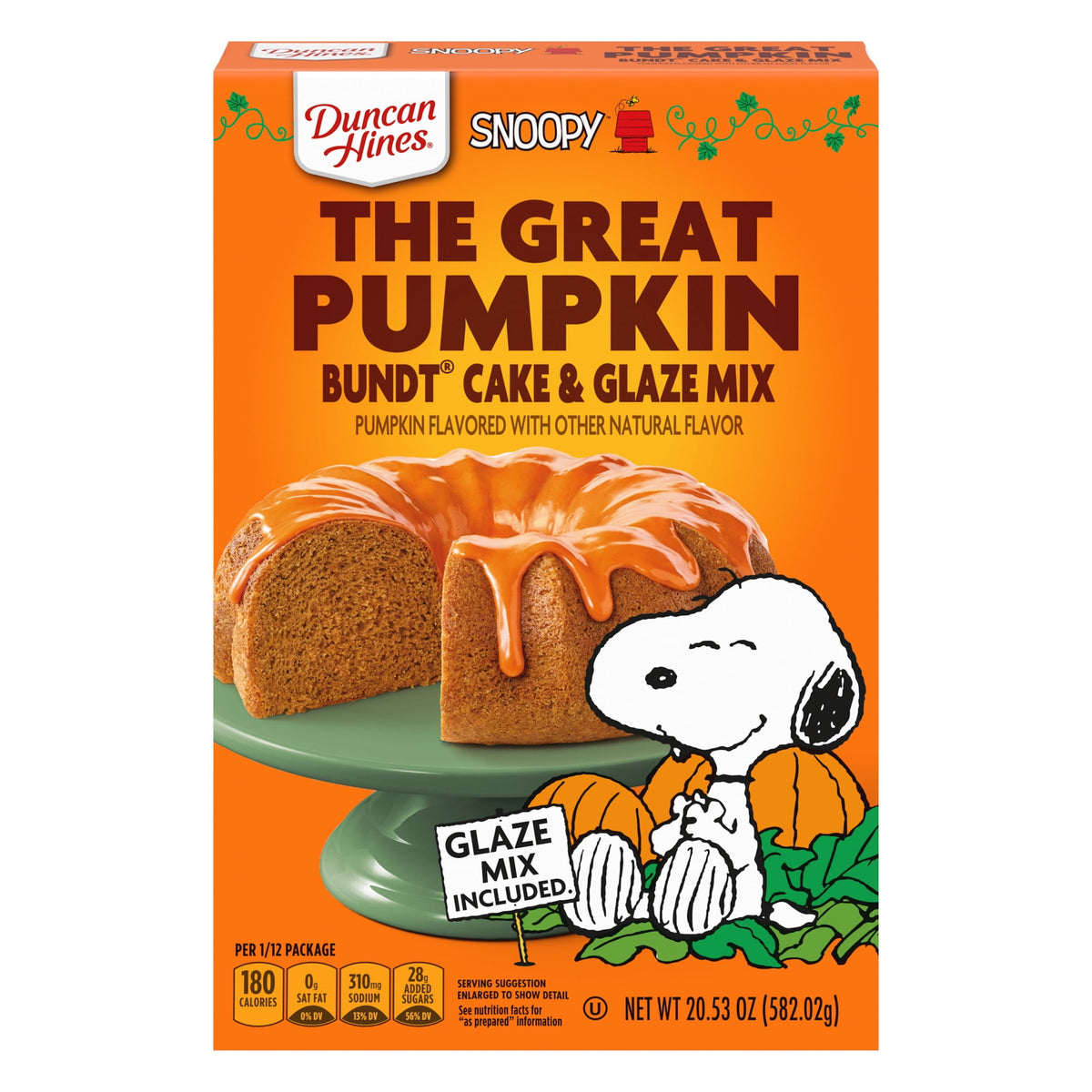 DUNCAN HINES PEANUTS GREAT PUMPKIN BUNDT CAKE MIX 20.0OZ