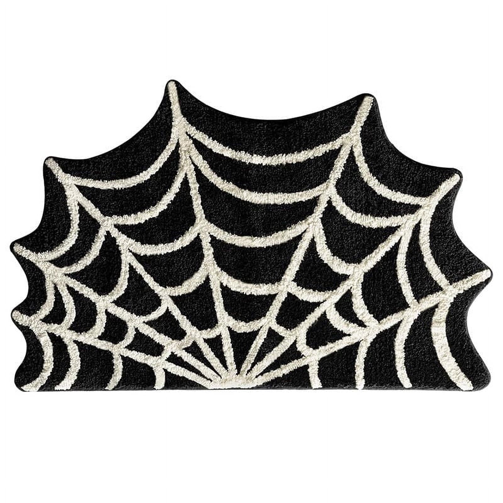 Halloween Spider Web Bath Mat,Bath Mat Non-Slip Rugs Spiderweb Rug Machine Washable Goth Bath Mat Area Rugs Gothic Rug for Front Door, Bedroom,Living Home