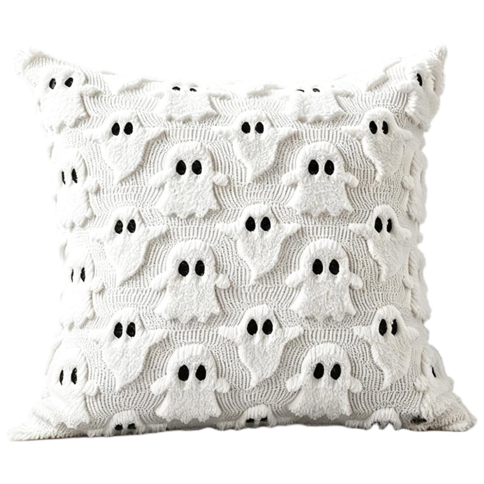 Decorative Pillow Plush Ghost Throw Pillow Cover 18 X 18 Inch 1 Piece for Couch Bedroom Halloween Home Decor