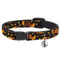 Disney Breakaway Cat Collar With Bell, Plastic Clip, Easy Adjustable, Lilo and Stitch Halloween Stitch Jack O Lantern Pumpkin Candy, 8.5 to 12 Inches 0.5 Inch Wide