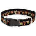 Disney Pet Collar, Dog Collar Plastic Buckle, Lilo and Stitch Halloween Stitch Dress Up Poses Black, 20 to 31 Inches 1.5 Inch Wide