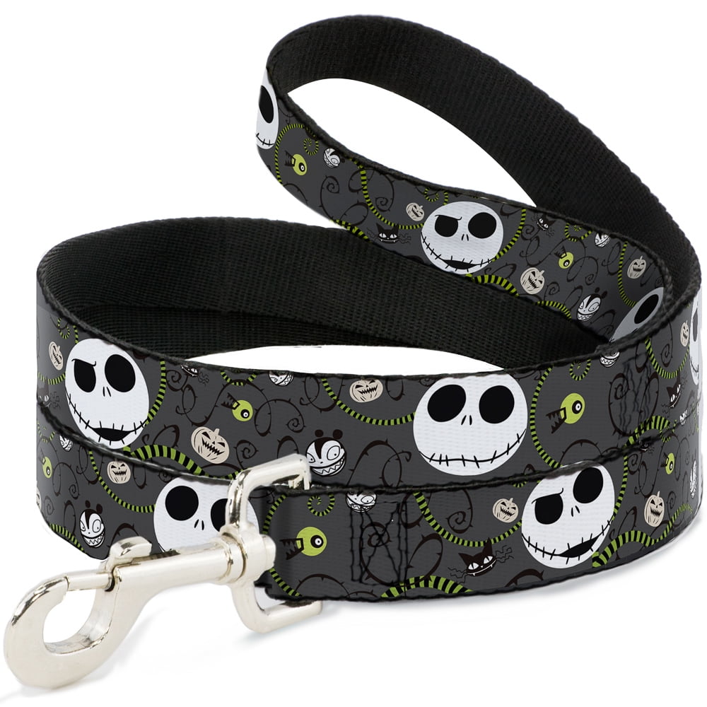 Disney Pet Leash, Dog Leash, Nightmare Before Christmas Jack Expressions Halloween Gray, 6 Feet Long 1.0 Inch Wide