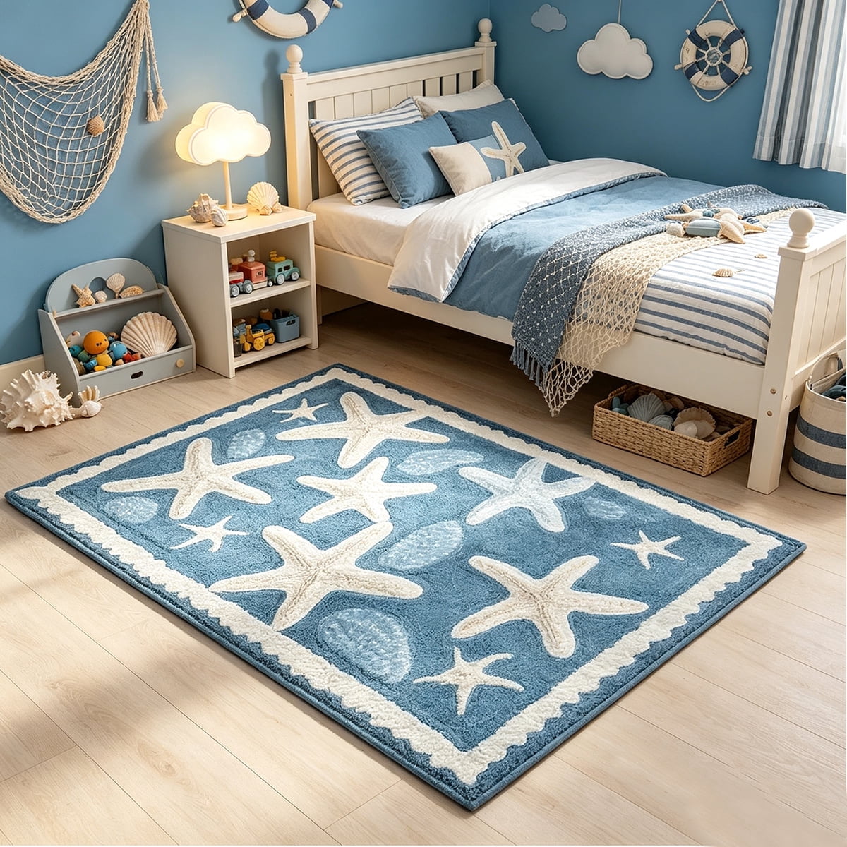 Door Mat Clearance- 16x24in Starfish Seashell Bath Mat Ocean Sea Theme Non-Slip Washable Beach Door Mat for Kitchen Bedroom Laundry Entryway Decor
