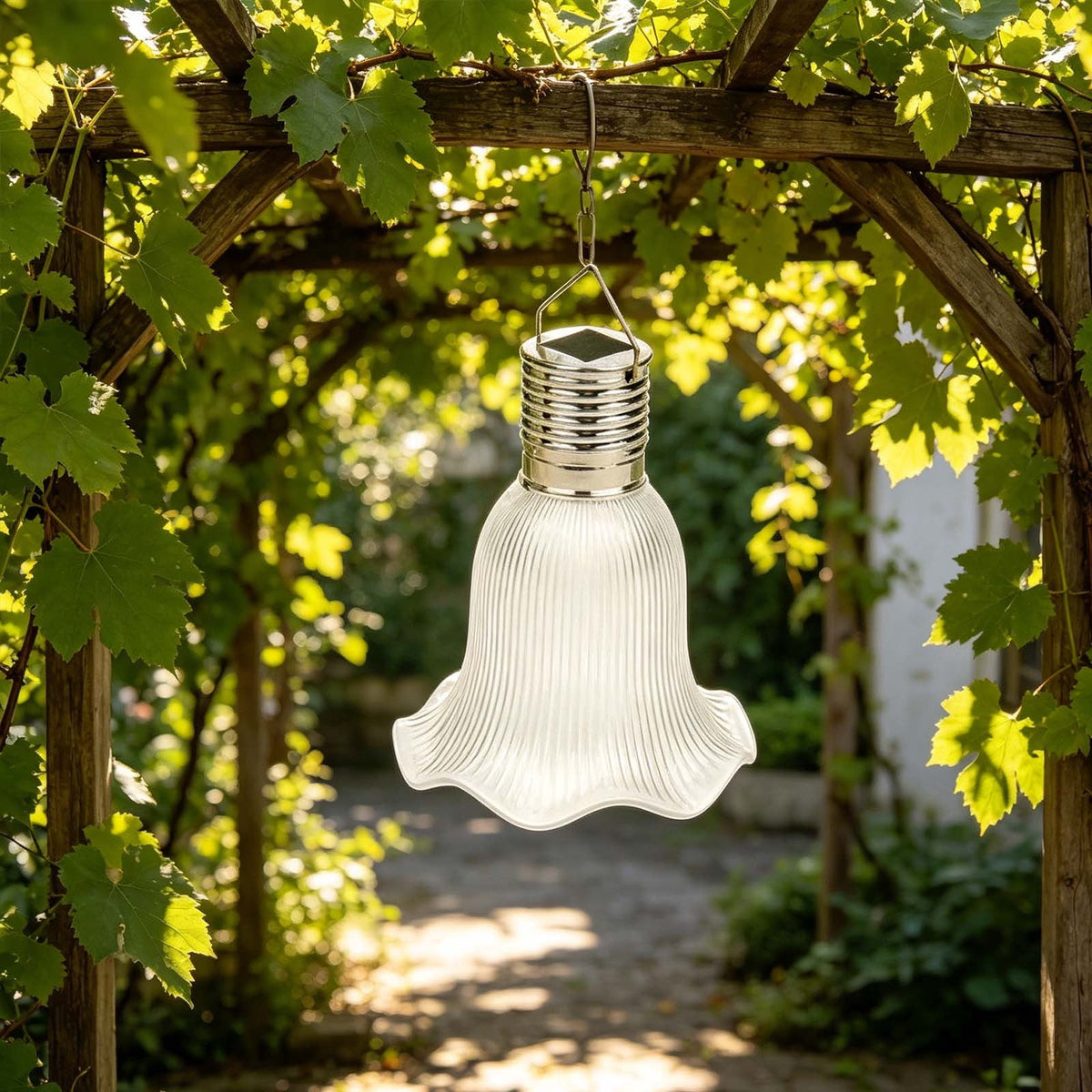 Dyegold Solar Hanging Lantern with Flower Style Lampshade Waterproof LED Decorative Light for Garden Patio Backyard Pergola Camping Outdoor Warm Glow