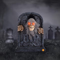 ELAMAS Halloween Animated Zombie Tombstone - Animatronic Skeleton Decorations with Sensor Activated, Creepy Voice, Spooky Skull head, Light Up Eyes, Scary Motion, Horror Prop for Indoor/Outdoor