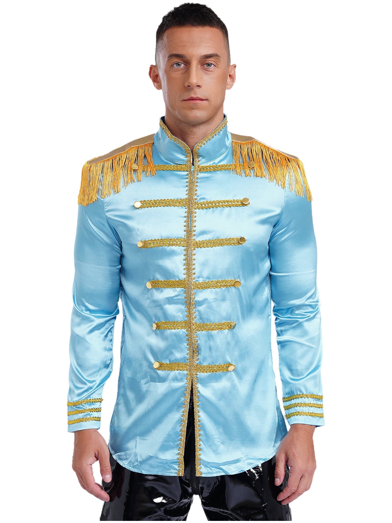 Eandarui Men's Halloween SGT Sergeant Pepper Costume Jacket Fancy Dress Hippie Music Star 1960s Shirt Red S