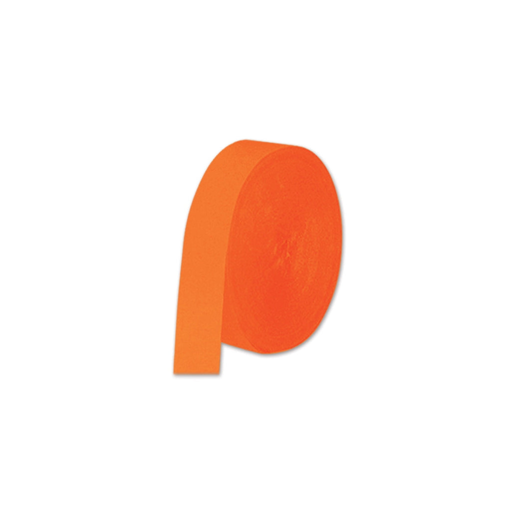 Festive Orange Crepe Streamer, Full Roll, 85' long'x1.75" wide, (6/Pkg)