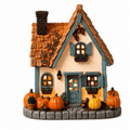 Fall Harvest Light Up Cottage House, LED Resin Pumpkin Autumn Halloween Thanksgiving Tabletop Decor with Warm Glow for Mantel Shelf Home Office Seasonal Decoration, 6" (1 PC)