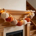 Clearance Fall Knit Pumpkin String Light Wreath, Hand Crochet Multicolor Garland With Wooden Beads, Cozy Odor-Free Cotton Yarn Fall, Thanksgiving and Halloween Decor