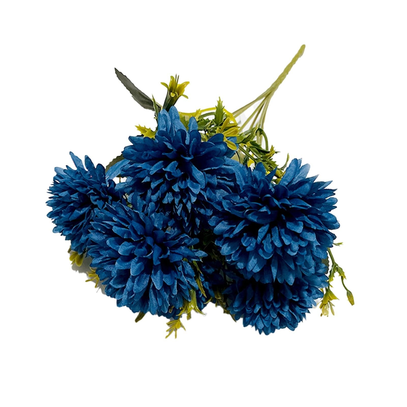 Fall Outside Decor Simulation 6-Head Chrysanthemum Bouquet Autumn Edition - Sapphire Blue Fake Flowers For Outdoors Fall Door Decor Faux Pumpkins For Outdoor For Fall Decor