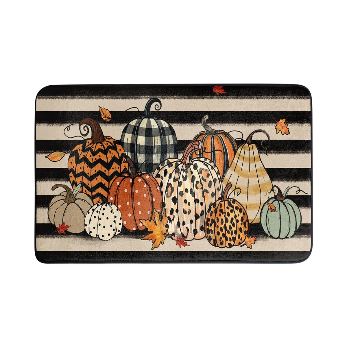 JOGZMZ Halloween Floor Mat Home Entrance Thanksgiving Pumpkin Thick Foot Mat Crystal Velvet Floor Mat 16×24 in