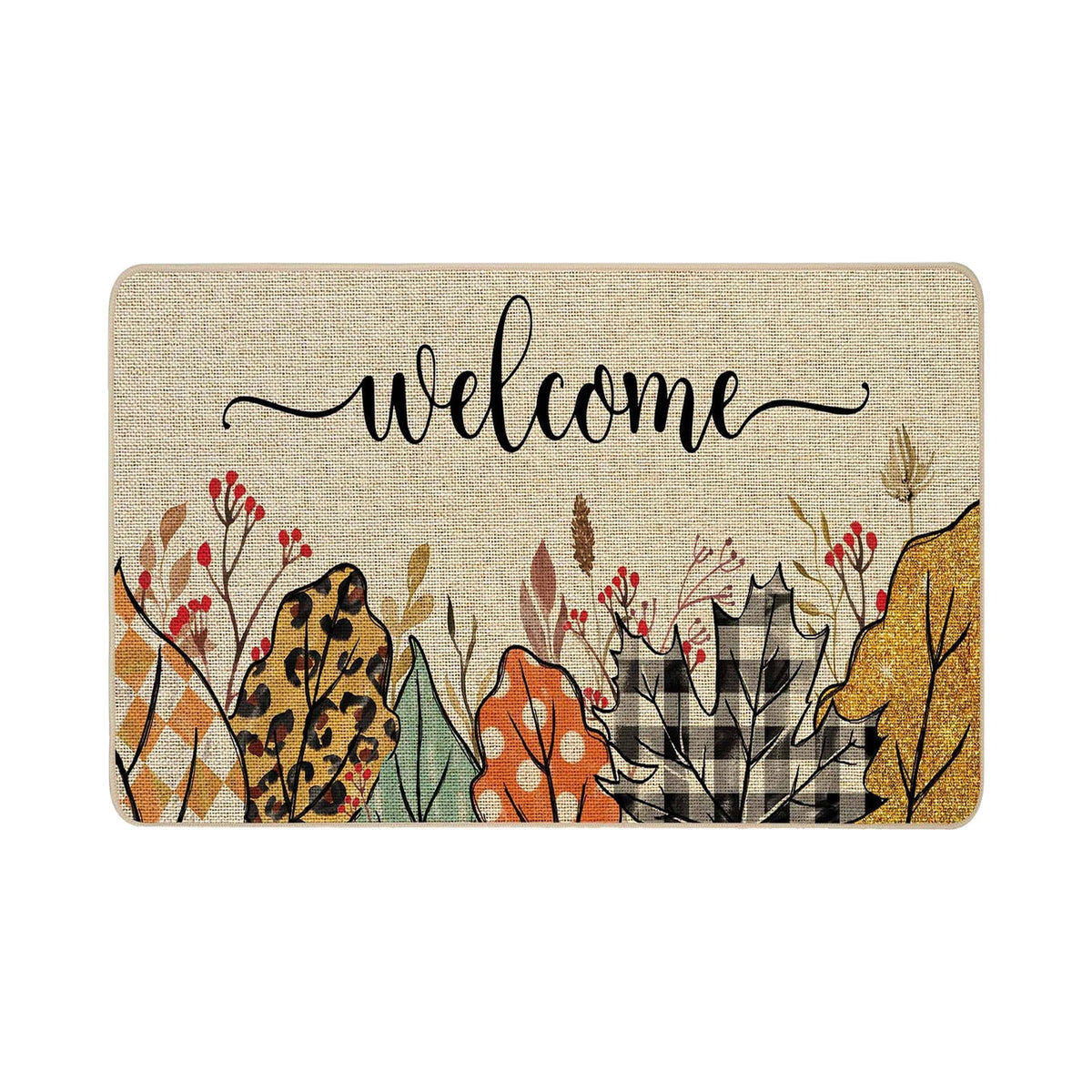 JOGZMZ Halloween Floor Mat Home Entrance Thanksgiving Pumpkin Thick Foot Mat Crystal Velvet Floor Mat