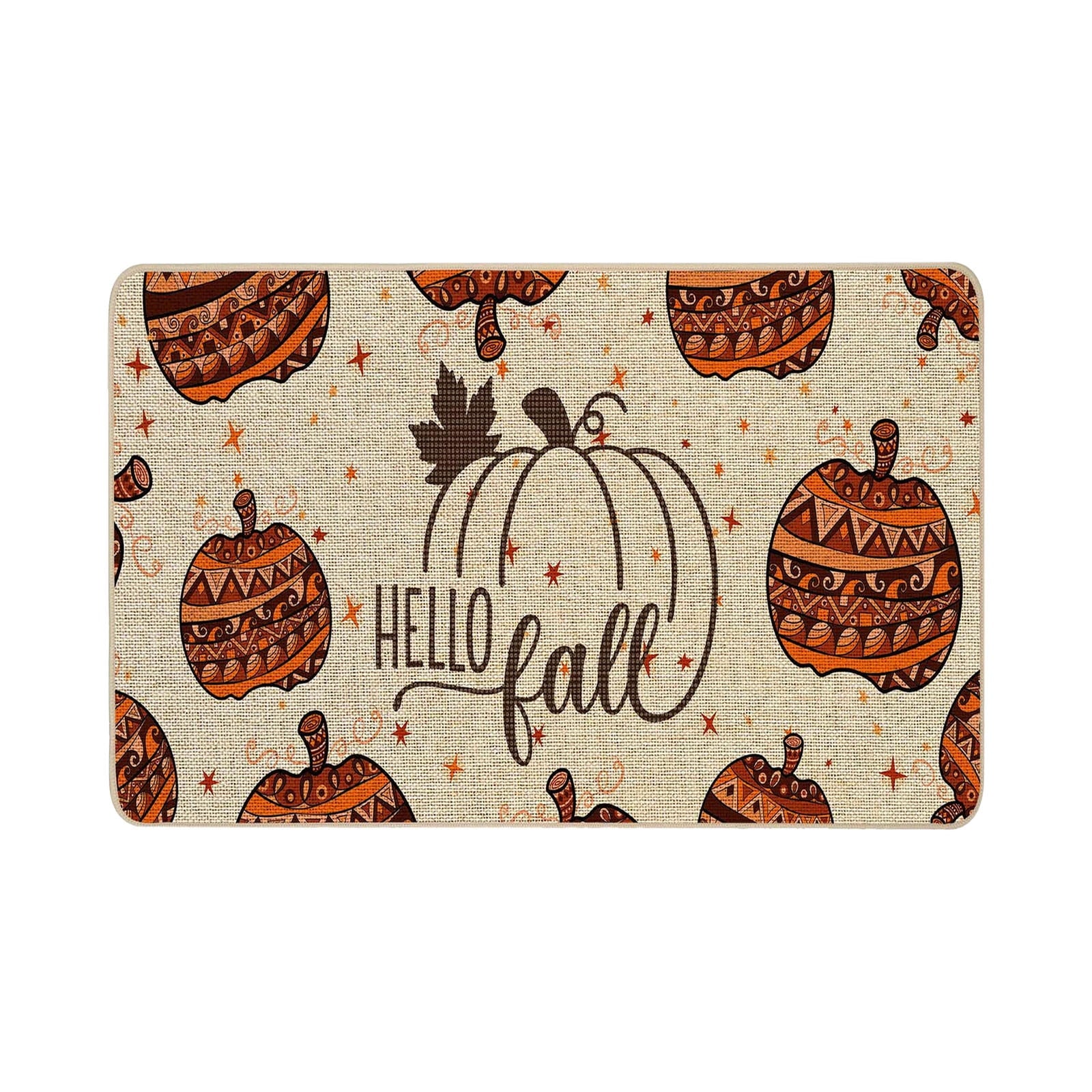 JOGZMZ Halloween Floor Mat Home Entrance Thanksgiving Pumpkin Thick Foot Mat Crystal Velvet Floor Mat