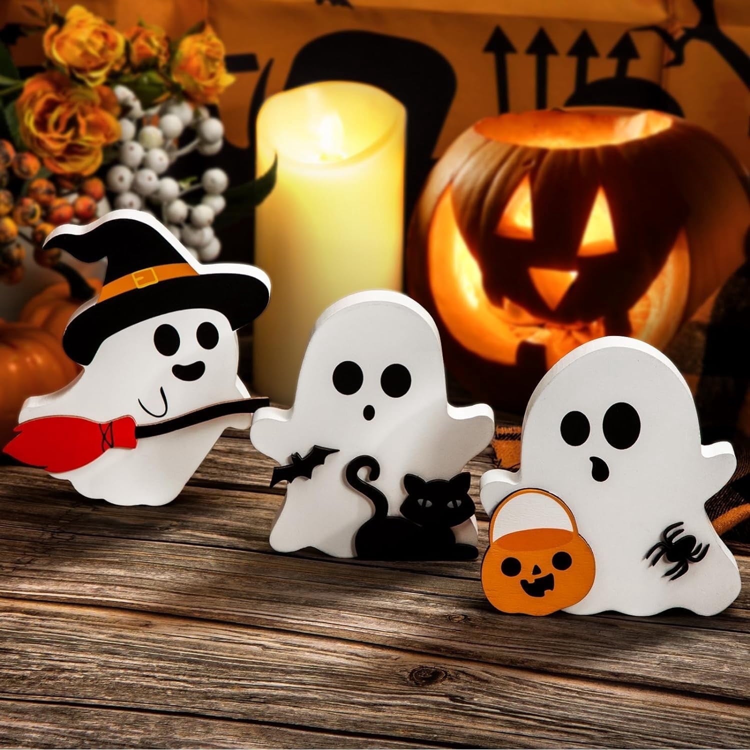 Halloween Decorations Indoor Halloween Tabletop Decor Centerpieces Rustic Farmhouse Halloween Decorations for Home