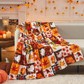 FastXmas Halloween Throw Blanket, 30"x40" Flannel Fleece Pumpkins Maple Checkered Plush Blanket, Soft Lightweight Skin-Friendly Fall Harvest Decorative Throw Blanket for Couch Sofa Bed Outdoor