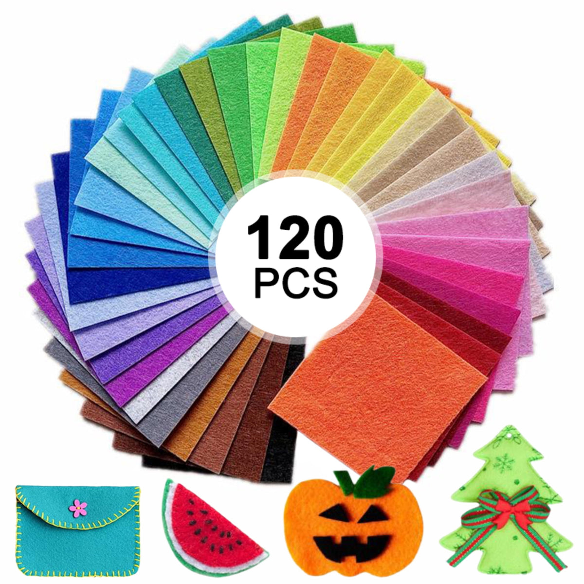 Felt Sheets for Crafts 8x12 Inch, 120Pcs Assorted Color Soft Felt Fabric, Squares Non woven 1mm Thick, for DIY Sewing Craft Patchwork Decoration
