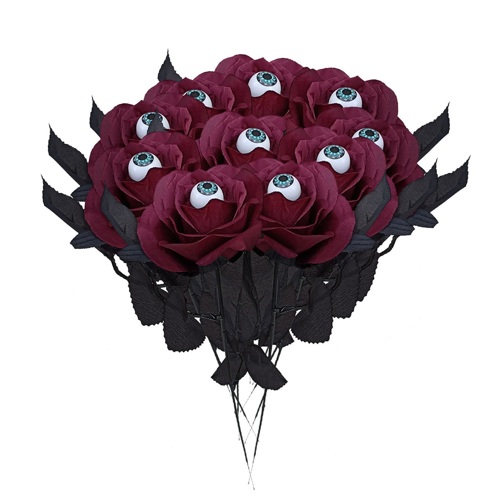 Feltree Halloween Decorations 10 Pieces Faux Rose With Eyeballs Halloween Faux Eyeball Flowers Faux Gothic Rose Bushes For Halloween Party Home Decorations