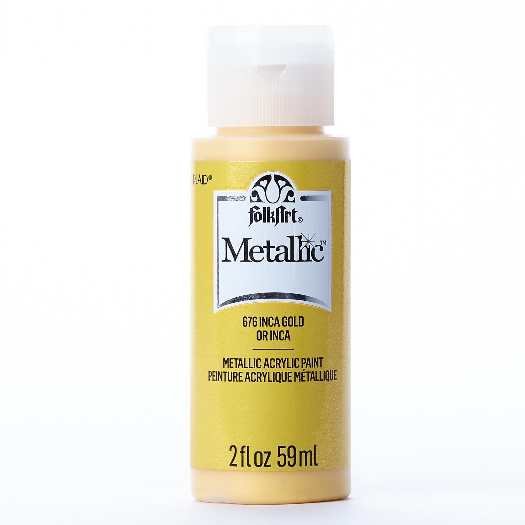 FolkArt Metallic Acrylic Craft Paint, Metallic Finish, Antique Gold, 2 fl oz