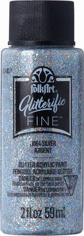 FolkArt Glitterific Fine Acrylic Craft Paint, Silver, 2 fl oz