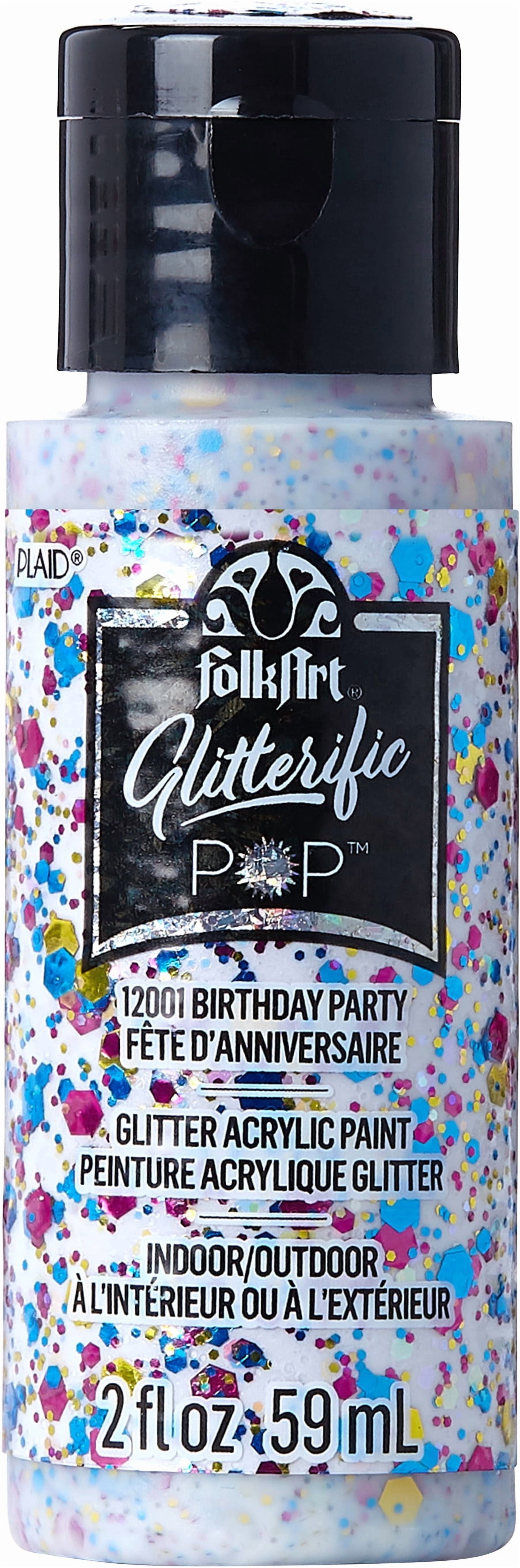 FolkArt Glitterific Pop Acrylic Craft Paint, Neon Explosion, 2 fl oz