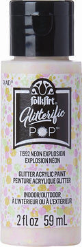 FolkArt Glitterific Pop Acrylic Craft Paint, Neon Explosion, 2 fl oz