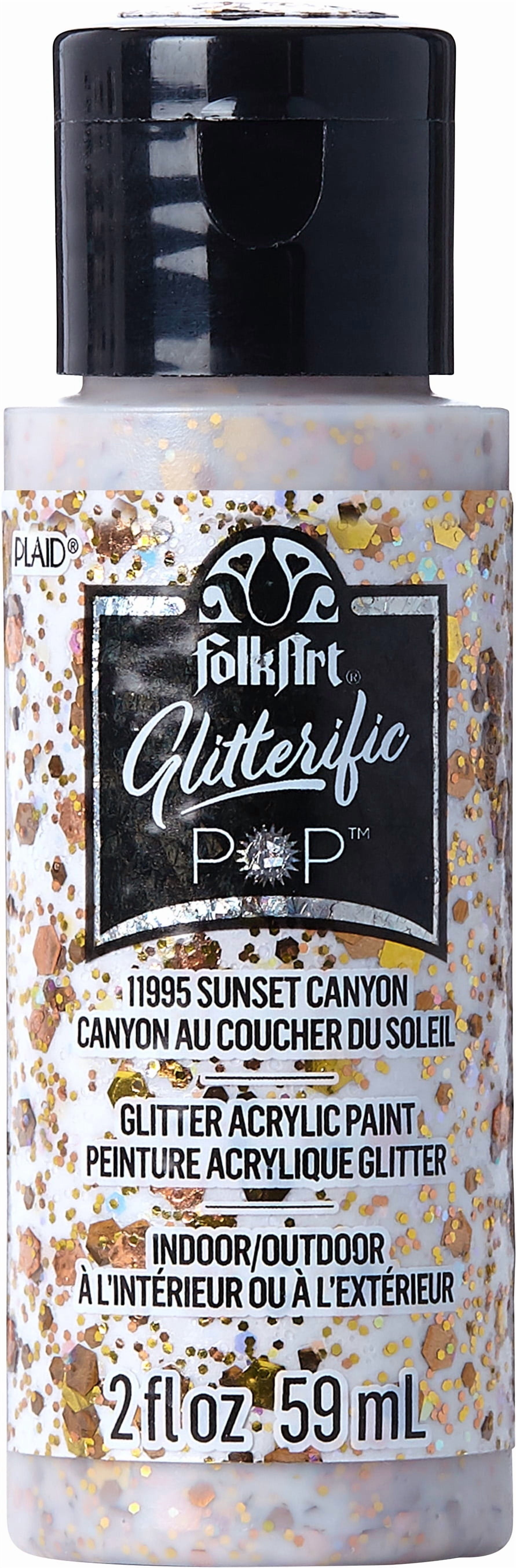 FolkArt Glitterific Pop Acrylic Craft Paint, Neon Explosion, 2 fl oz