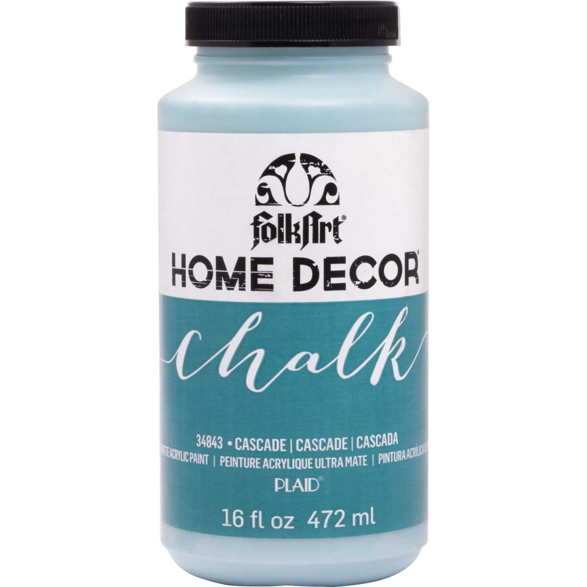 FolkArt Home Décor Chalk Acrylic Craft Paint, Rich Black, Ultra Matte Finish, 16 fl oz