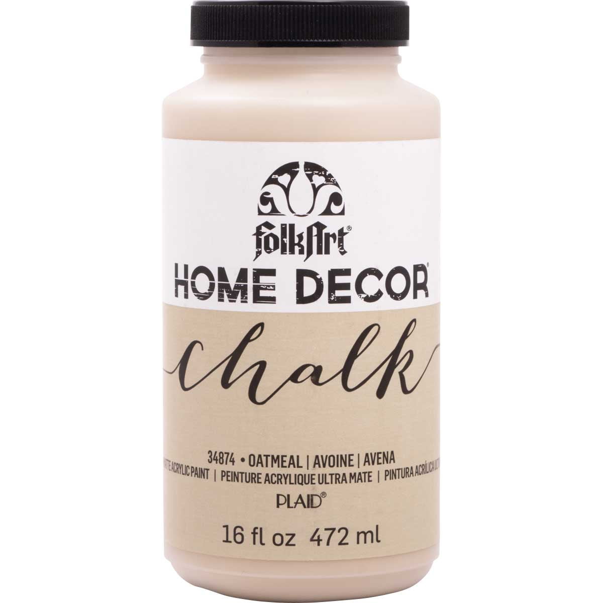 FolkArt Home Décor Chalk Acrylic Craft Paint, Rich Black, Ultra Matte Finish, 16 fl oz