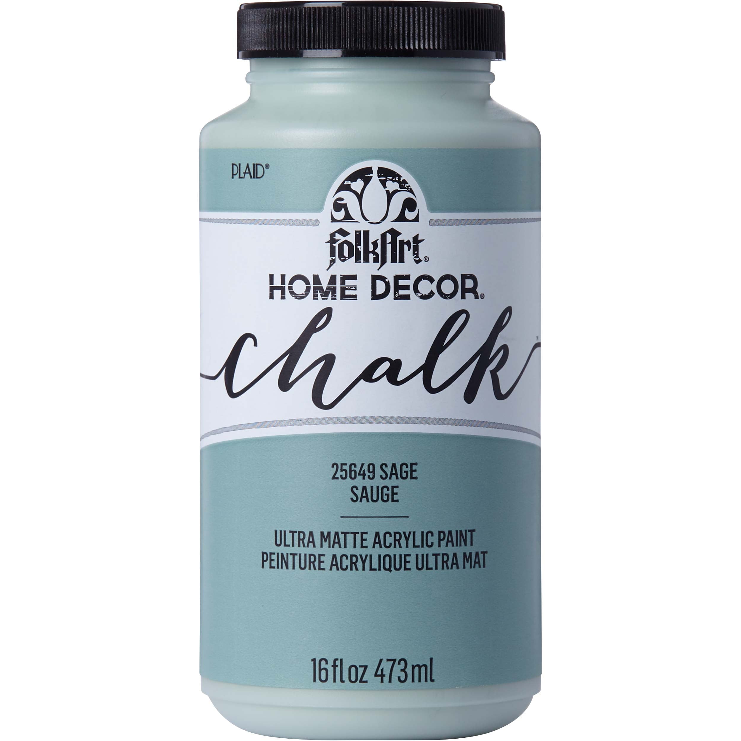 FolkArt Home Décor Chalk Acrylic Craft Paint, Rich Black, Ultra Matte Finish, 16 fl oz