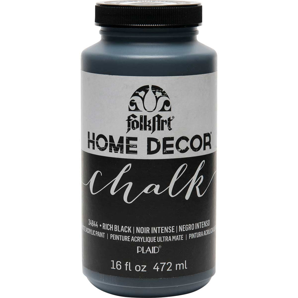 FolkArt Home Décor Chalk Acrylic Craft Paint, Rich Black, Ultra Matte Finish, 16 fl oz