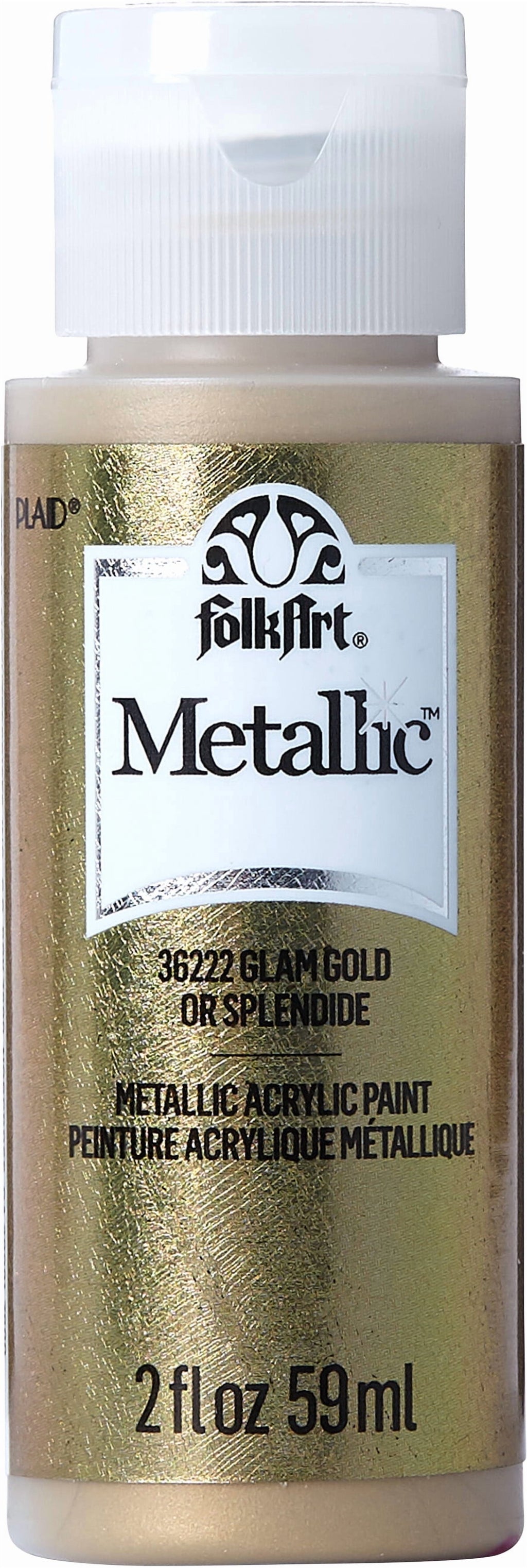 FolkArt Metallic Acrylic Craft Paint, Metallic Finish, Glam Gold, 2 fl oz