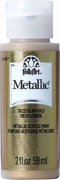 FolkArt Metallic Acrylic Craft Paint, Metallic Finish, Glam Gold, 2 fl oz