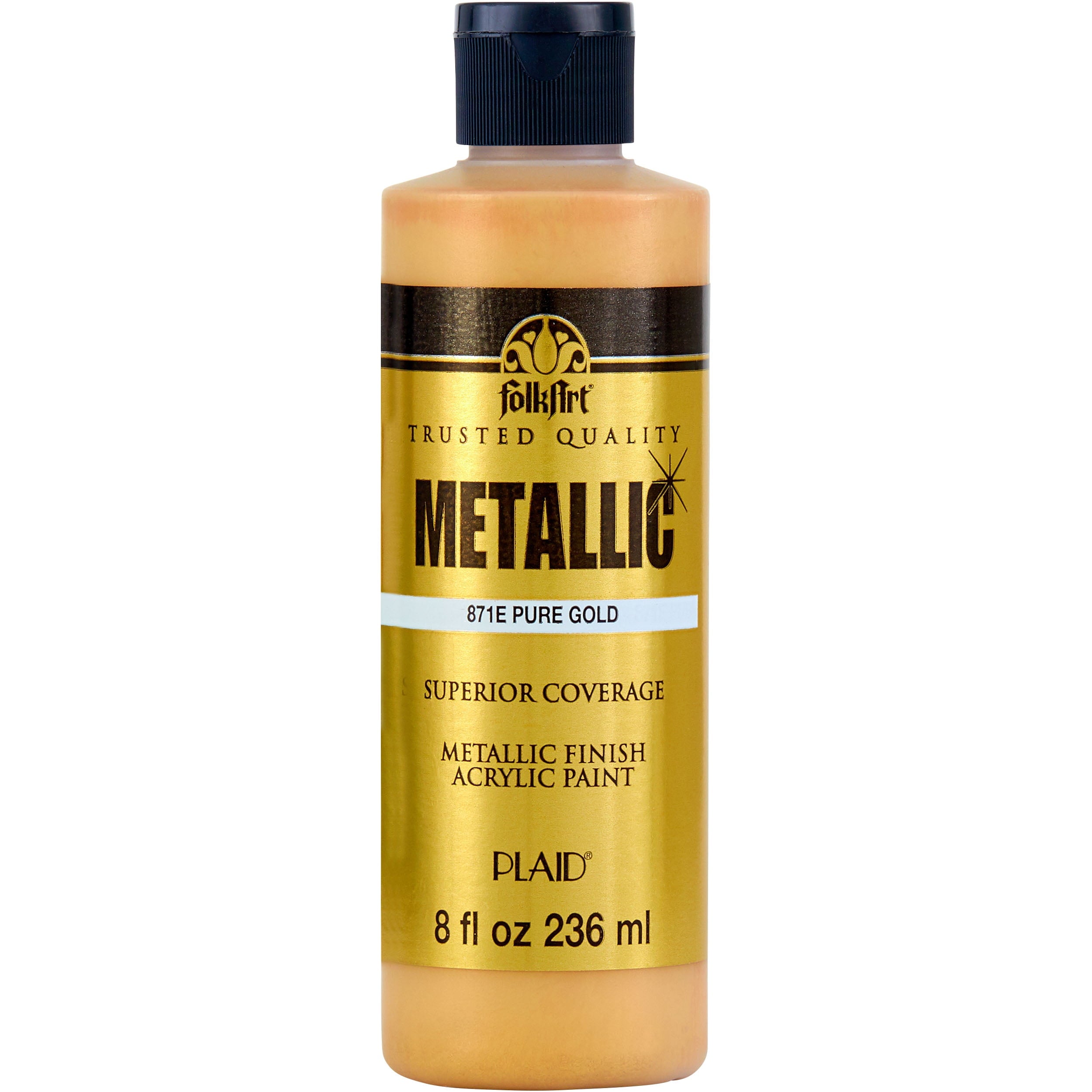 FolkArt Metallic Acrylic Craft Paint, Metallic Finish, Pure Gold, 8 fl oz