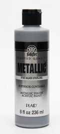 FolkArt Metallic Acrylic Craft Paint, Metallic Finish, Silver Sterling, 8 fl oz
