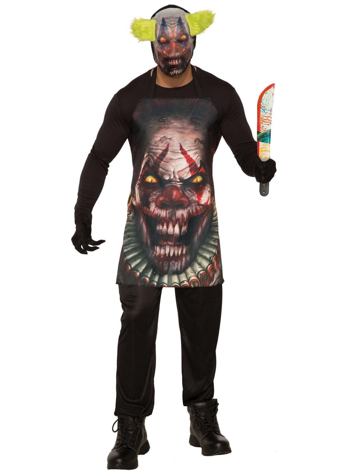Mens Horror Clown Apron And Mask Costume