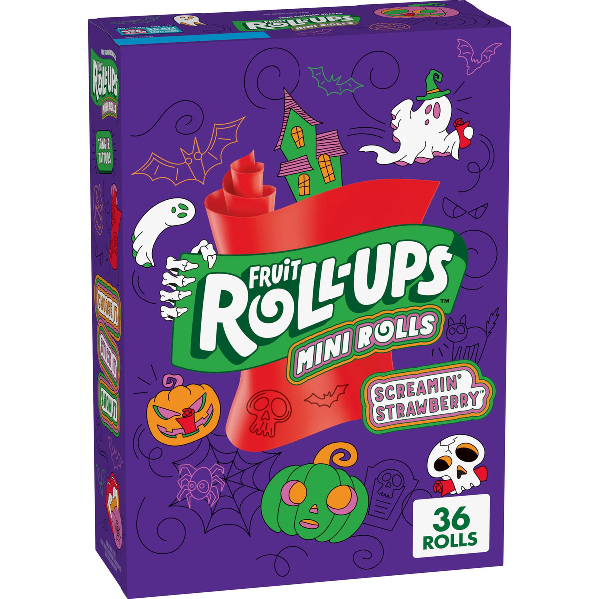 Fruit Roll-Ups Mini Rolls, Screamin' Strawberry Fruit Flavored Snacks, 36 Ct, 13.3 oz