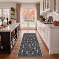 GENIMO 2'x7' Halloween Runner Rug, Washable Non Slip Soft Whimsical Skeleton Indoor Outdoor Hallway Runner for Porch Patio Kitchen Entryway, Charcoal Black