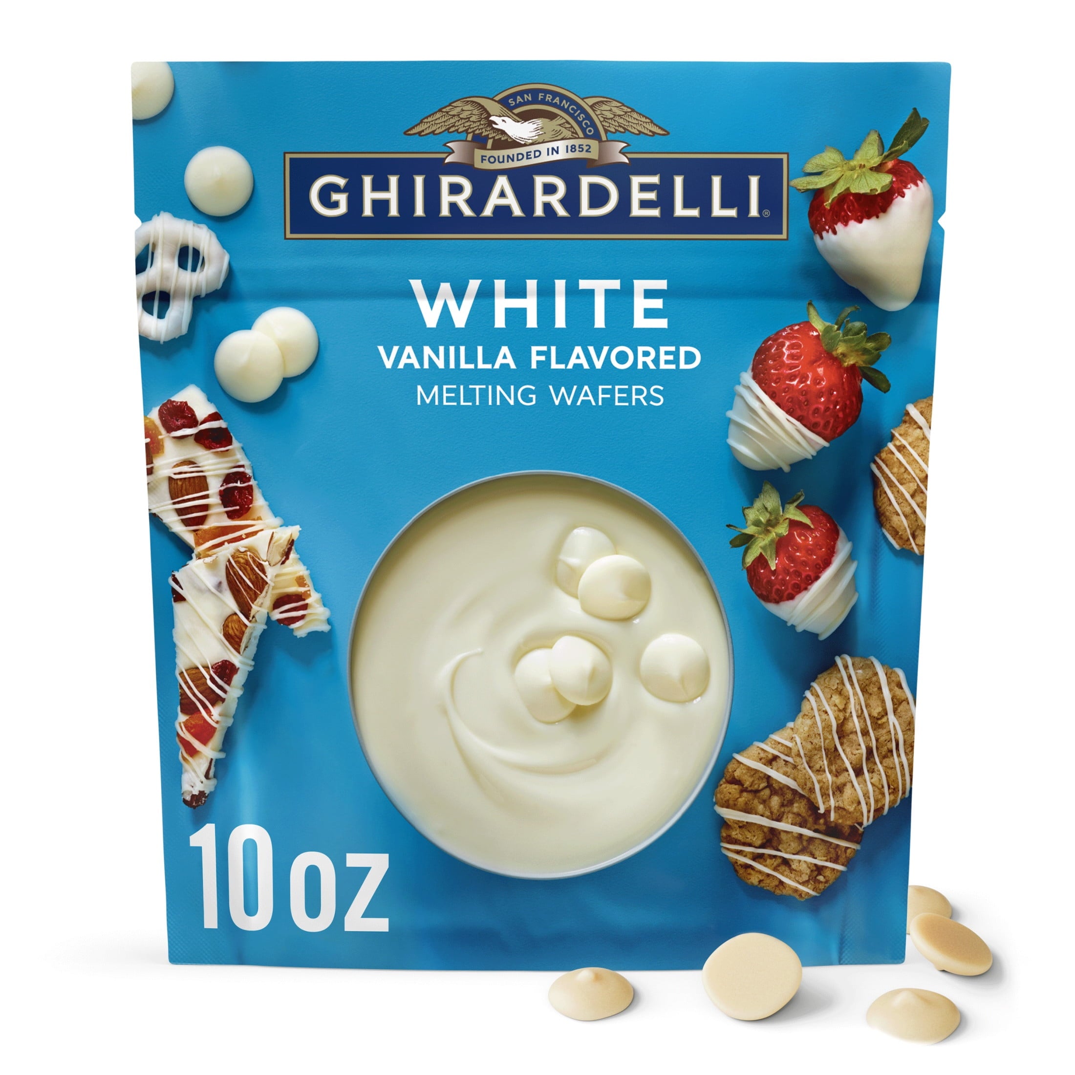 Ghirardelli White Vanilla Flavored Melting Wafers, 10 OZ Bag