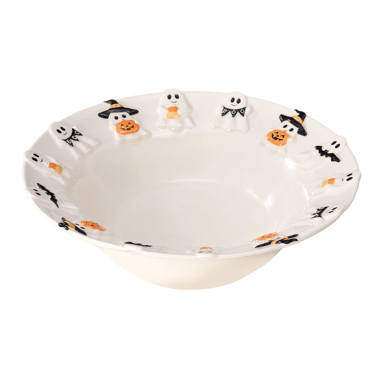 Way To Celebrate Halloween Ghost Ceramic Stoneware Serving Bowl, White
