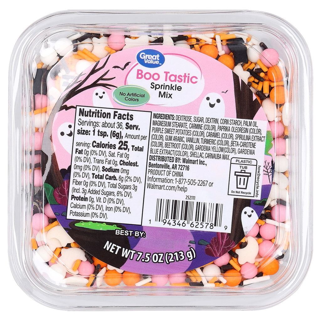 Great Value Boo Tastic Sprinkle Mix, 7.5 oz