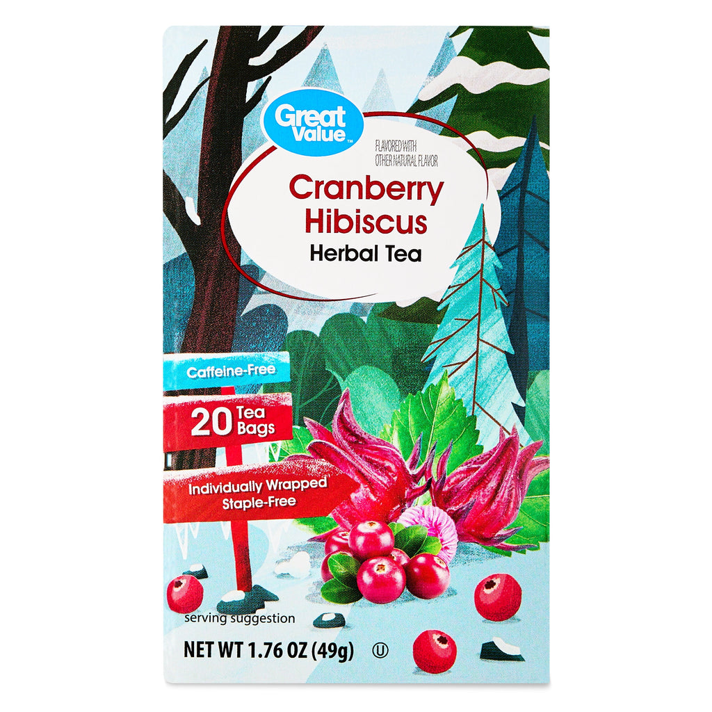 Great Value Cranberry Hibiscus Herbal Tea, 20 Count