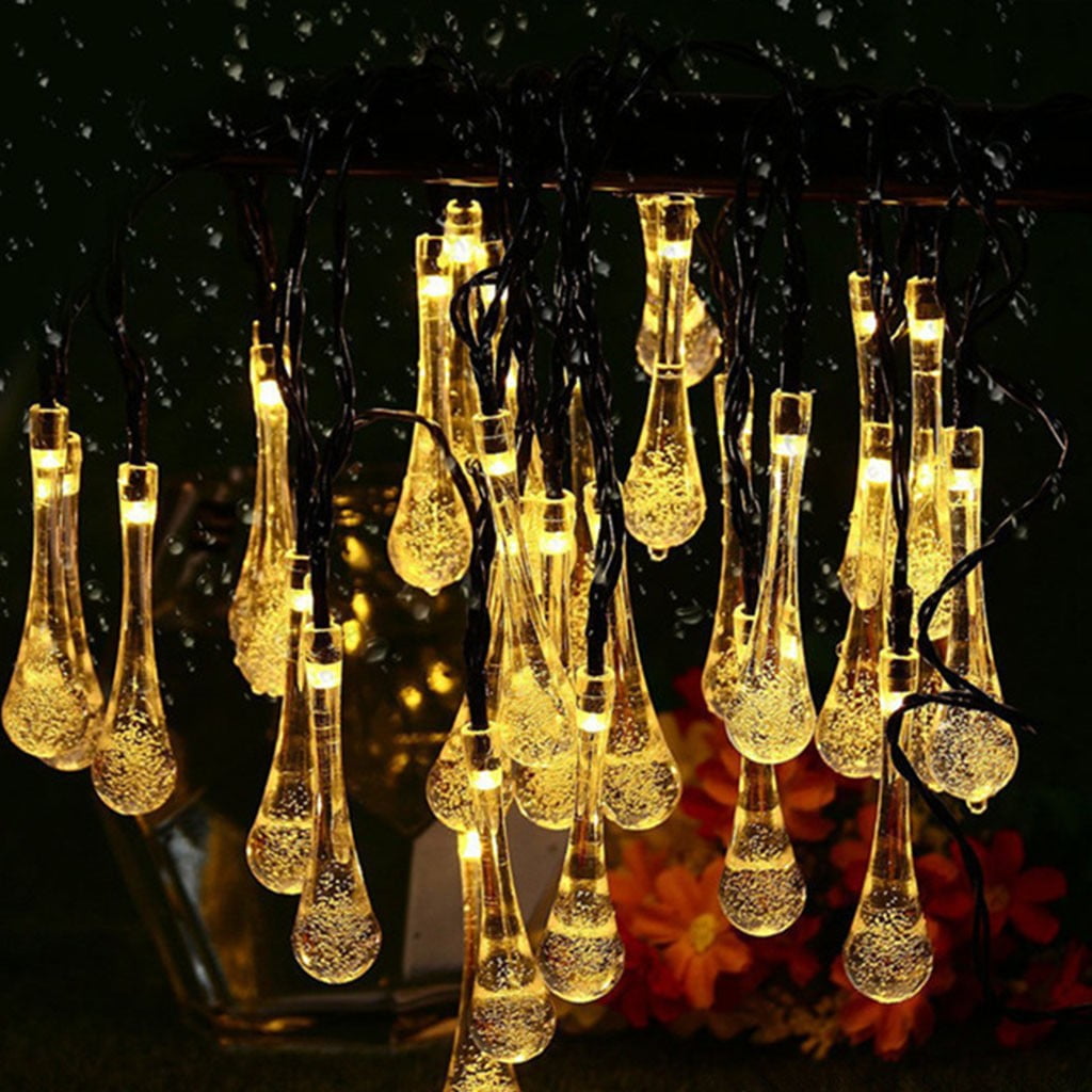 Gcvizuso Christmas Lights, String Lights, Outdoor Garden Party 20 LED Teardrop Solar Garden Lantern String