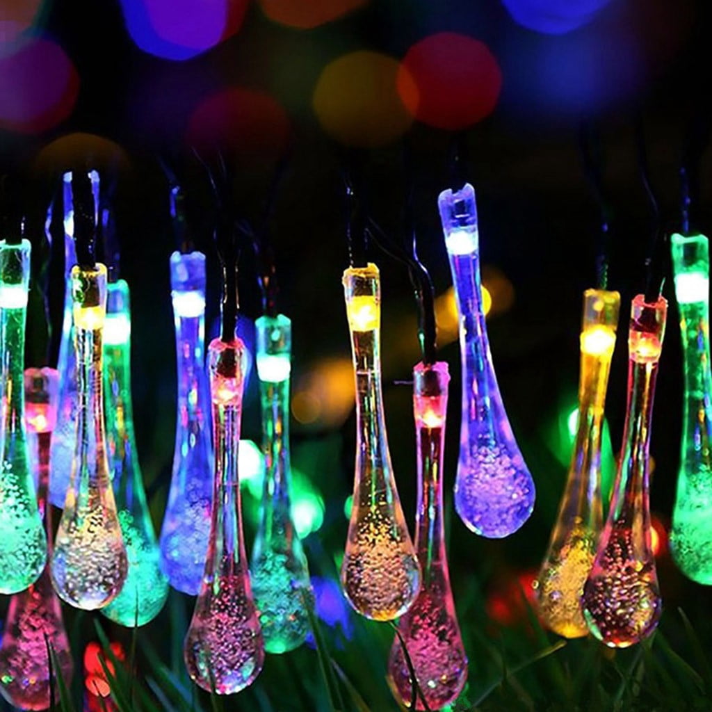 Gcvizuso Christmas Lights, String Lights, Outdoor Garden Party 20 LED Teardrop Solar Garden Lantern String
