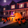 Glazina 6 FT Halloween Inflatable Pumpkin Spider with Witch Hat, Built-In LED Lights, Outdoor Halloween Blow Up Yard Decoration