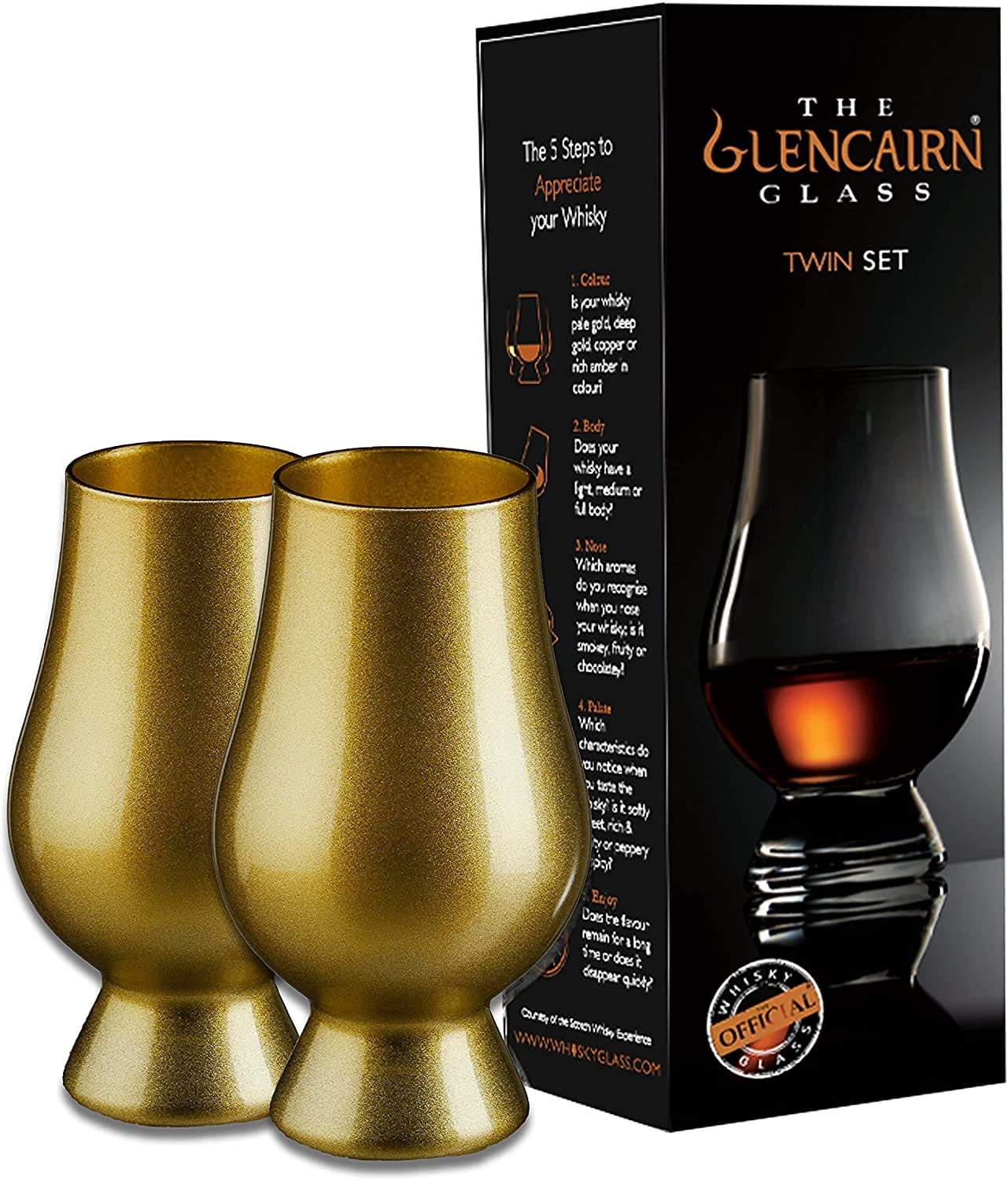 Glencairn Official Blind Tasting Crystal Whiskey Glass BLACK, (Set of 2) Gift Box
