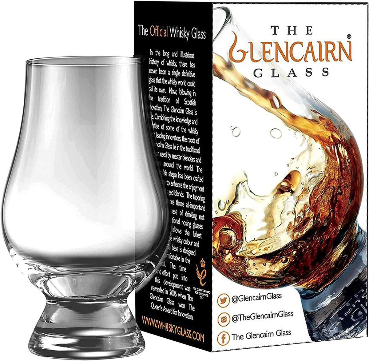 Glencairn Official Blind Tasting Crystal Whiskey Glass BLACK, (Set of 2) Gift Box