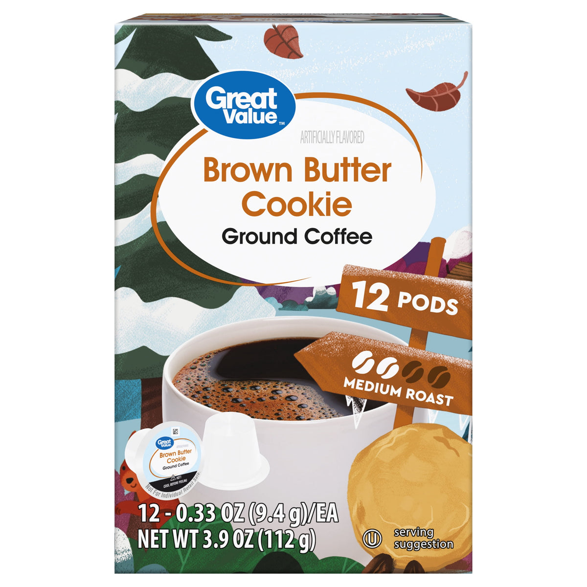Great Value Brown Butter Cookie, 12 Count