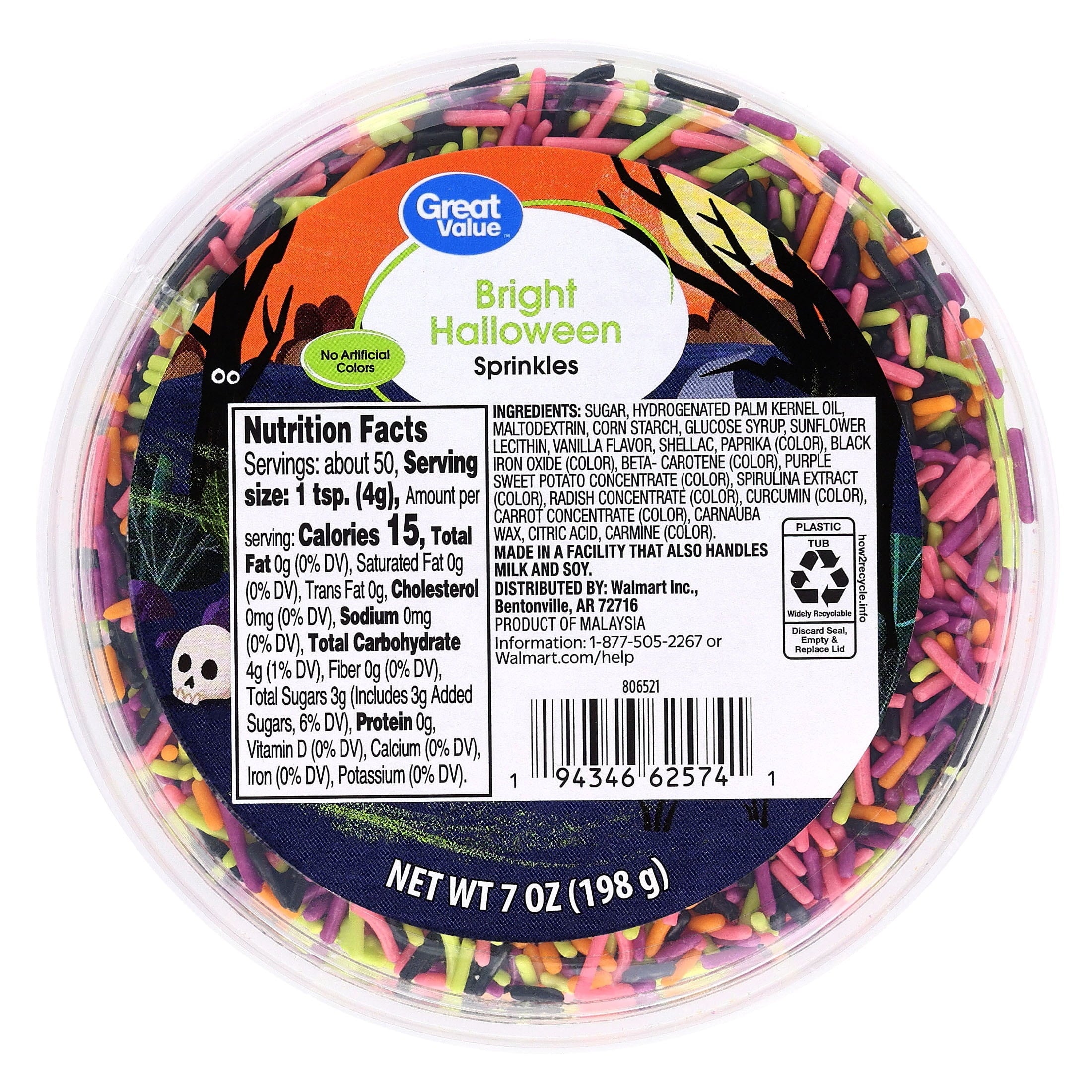 Great Value Bright Halloween Decorating Sprinkles, 7 oz