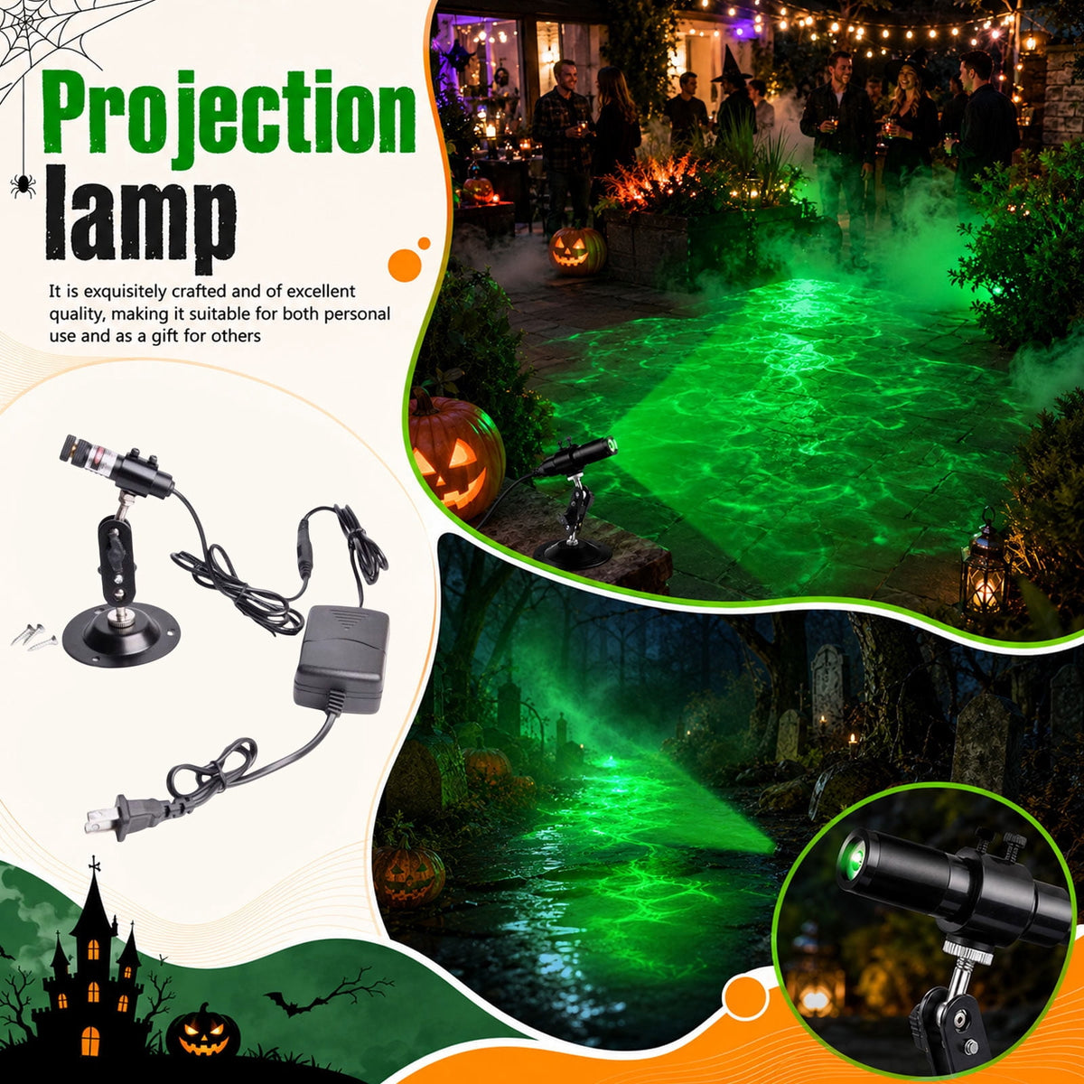 Green Laser Line Projector for Halloween Decorations, IP67 Waterproof Outdoor Green Laser Pointer Light, Compatible with Low Lying Fog Machine, Scary Haunted House Garden Holiday Party Decor (Green)