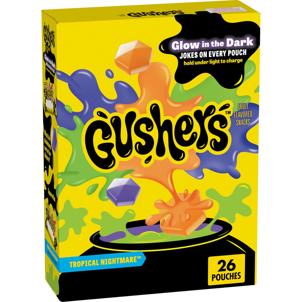 Gushers Tropical Nightmare Fruit Flavored Snacks Mini Pouches, Halloween Treats, 26 Count